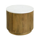 Raquel 15 in. W Round Marble and Wood Fluted End Table by Butler Specialty Company