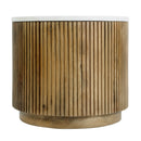 Raquel 15 in. W Round Marble and Wood Fluted End Table by Butler Specialty Company