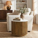 Raquel 15 in. W Round Marble and Wood Fluted End Table by Butler Specialty Company
