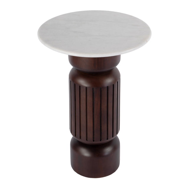 Nala 17 in. W Round Marble and Wood Side Table by Butler Specialty Company