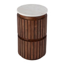 Newton 12 in. W Round Marble and Wood Side Table by Butler Specialty Company
