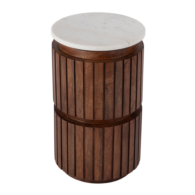 Newton 12 in. W Round Marble and Wood Side Table by Butler Specialty Company