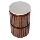 Newton 12 in. W Round Marble and Wood Side Table by Butler Specialty Company