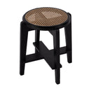 Dryden 18 in. Seat Height Round Cane and Wood Backless Stool by Butler Specialty Company