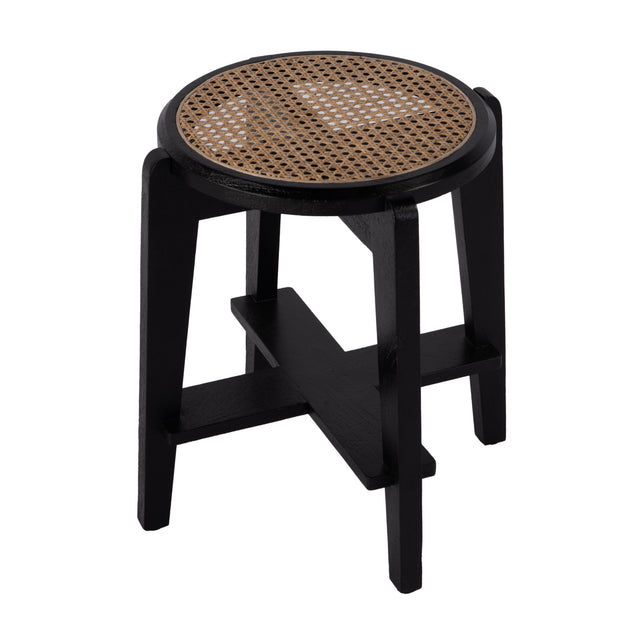 Dryden 18 in. Seat Height Round Cane and Wood Backless Stool by Butler Specialty Company