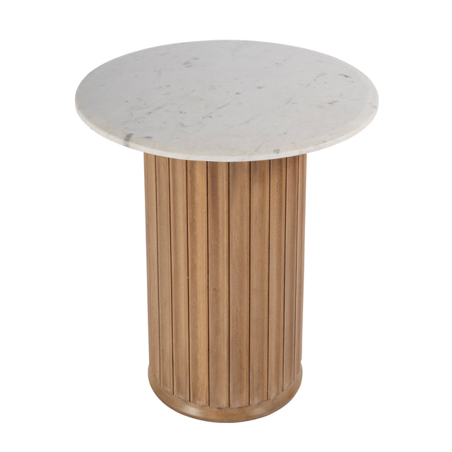 Geneva 22 in. W Round Marble and Wood Side Table by Butler Specialty Company