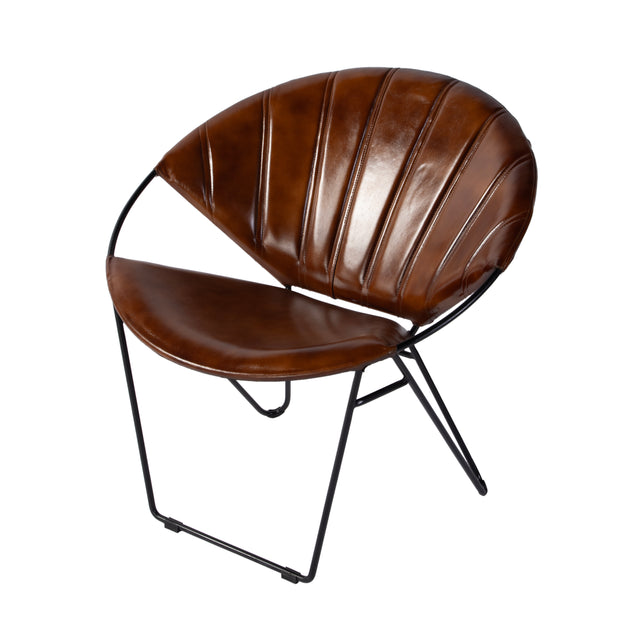 Harlan 18 in. Seat Height Round Leather and Iron Accent Chair by Butler Specialty Company