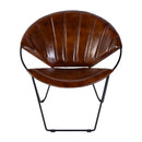 Harlan 18 in. Seat Height Round Leather and Iron Accent Chair by Butler Specialty Company