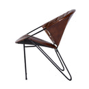 Harlan 18 in. Seat Height Round Leather and Iron Accent Chair by Butler Specialty Company
