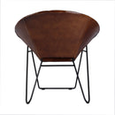 Harlan 18 in. Seat Height Round Leather and Iron Accent Chair by Butler Specialty Company