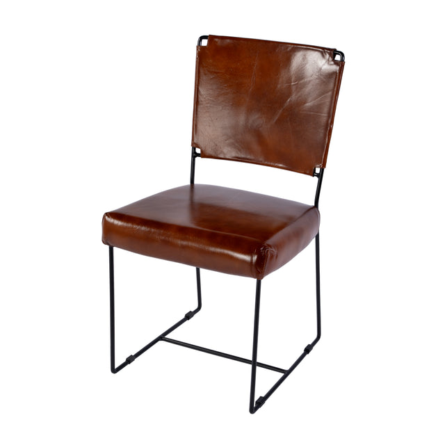 Nevin 19 in. Seat Height Leather and Iron Dining Side Chair by Butler Specialty Company