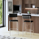 Waylon 31.5 in. Seat Height Leather and Iron Bar Height Stool with Back and Footrest by Butler Specialty Company