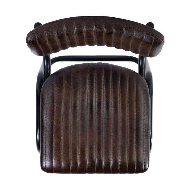 Waylon 31.5 in. Seat Height Leather and Iron Bar Height Stool with Back and Footrest by Butler Specialty Company