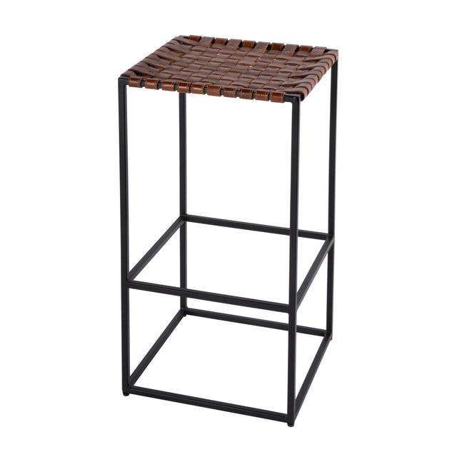 Lowell 30 in. Seat Height Leather and Iron Backless Bar Stool with Footrest by Butler Specialty Company