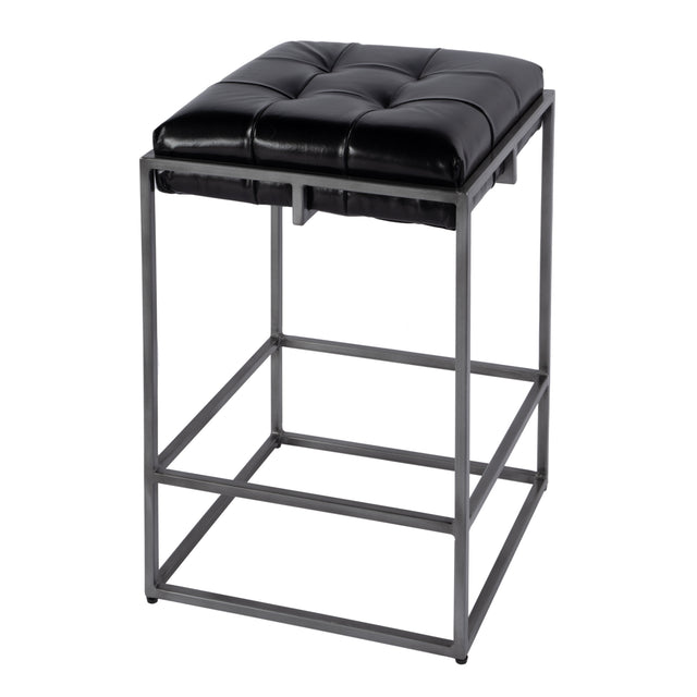 Dudley 26 in. Seat Height Leather and Iron Backless Counter Height Stool with Footrest by Butler Specialty Company