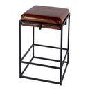 Eldridge 26 in. Seat Height Leather and Iron Backless Counter Height Stool with Footrest by Butler Specialty Company