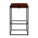Eldridge 31 in. Seat Height Leather and Iron Backless Bar Height Stool with Footrest by Butler Specialty Company