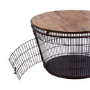 Fulton 28 in. W Round Iron and Wood Coffee Table with Decorative Handles by Butler Specialty Company