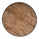 Fulton 28 in. W Round Iron and Wood Coffee Table with Decorative Handles by Butler Specialty Company