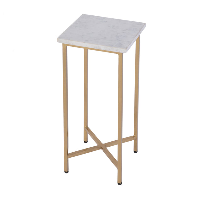 Paulina 9 in. W Square Marble and Iron End Table by Butler Specialty Company