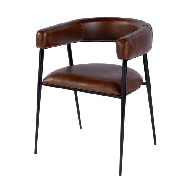Dallas 19.5 in. Seat Height Leather and Iron Cushioned Dining Chair with Arms by Butler Specialty Company