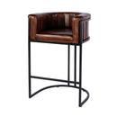 Rockford 29 in. Seat Height Leather and Iron Barrel Bar Stool with Footrest by Butler Specialty Company