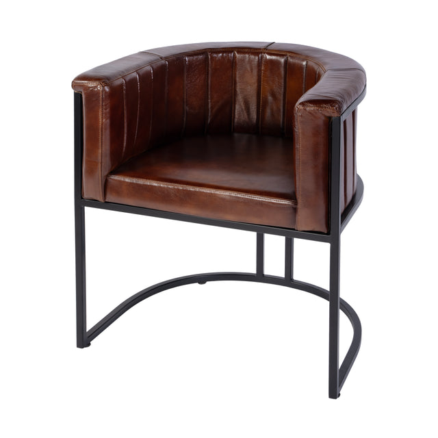 Rockford 19 in. Seat Height Leather and Iron Barrel Accent Chair by Butler Specialty Company