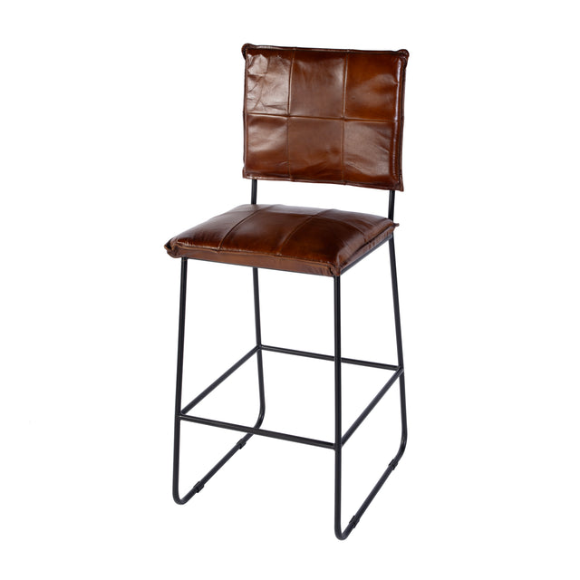 Niles 30 in. Seat Height Leather and Iron Bar Stool with Footrest by Butler Specialty Company