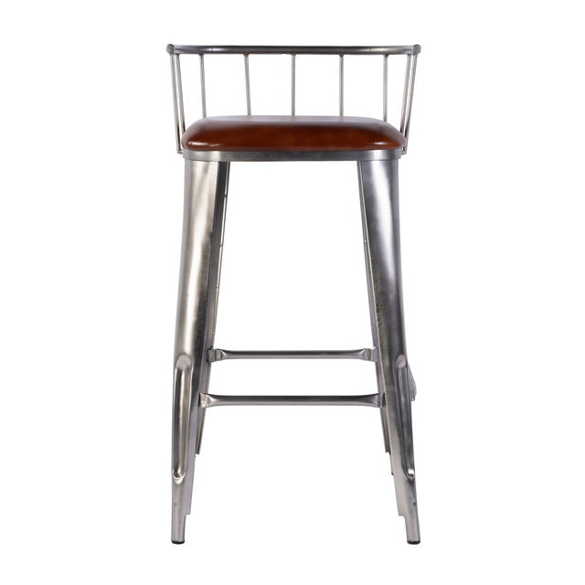 Coriander 31 in. Seat Height Leather & Iron Bar Height Stool with Back and Footrest by Butler Specialty Company