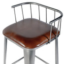 Coriander 31 in. Seat Height Leather & Iron Bar Height Stool with Back and Footrest by Butler Specialty Company