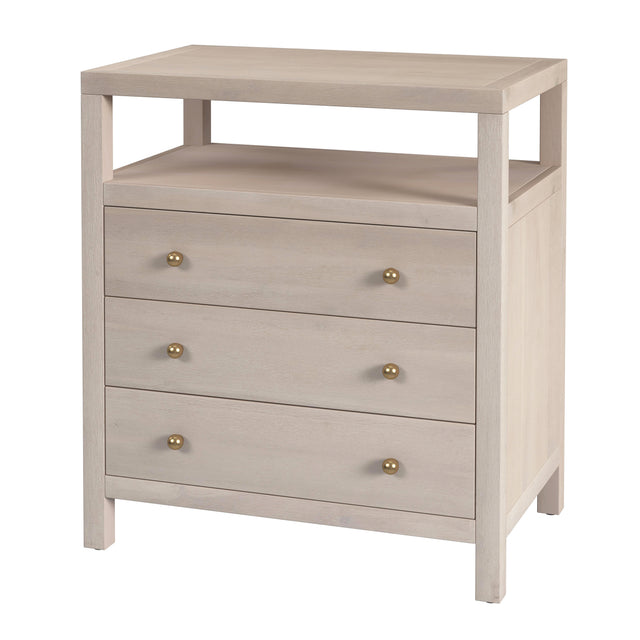 Nora 28 in. W Rectangular Wood 3 Drawer Tall Nightstand with Open Shelf on Top by Butler Specialty Company