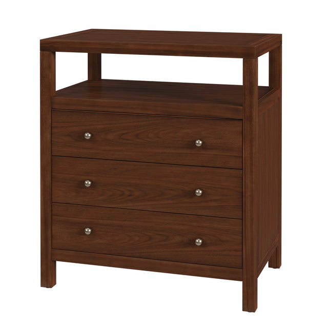 Nora 28 in. W Rectangular Wood 3 Drawer Tall Nightstand with Open Shelf on Top by Butler Specialty Company