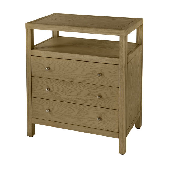 Nora 28 in. W Rectangular Wood 3 Drawer Tall Nightstand with Open Shelf on Top by Butler Specialty Company