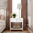 Nora 30 in. W Rectangular Wood 1 Drawer Wide Nightstand with Lower Open Shelf by Butler Specialty Company