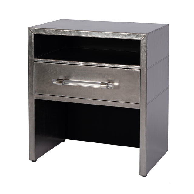 Allman 24 in. W Rectangular Wood and Leather 1 Drawer Nightstand with Open Shelf by Butler Specialty Company