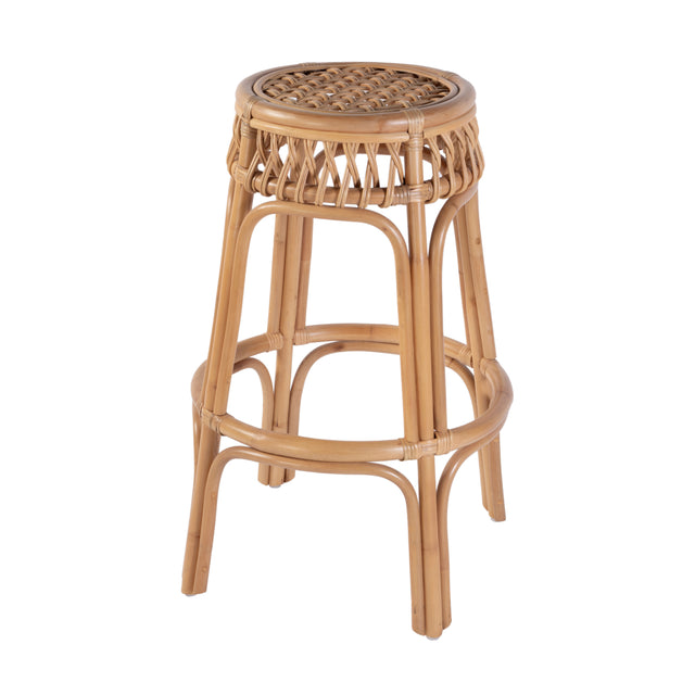 Antigua 30.5 in. Seat Height Round Rattan Bar Stool with Footrest by Butler Specialty Company