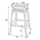 Antigua 30.25 in. Seat Height Square Rattan Bar Stool with Footrest by Butler Specialty Company