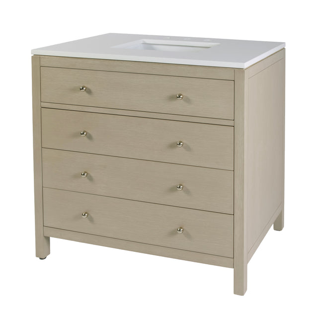 Nora 36 in. W Quartz and Wood Single Sink 3 Drawer Bathroom Vanity Set by Butler Specialty Company