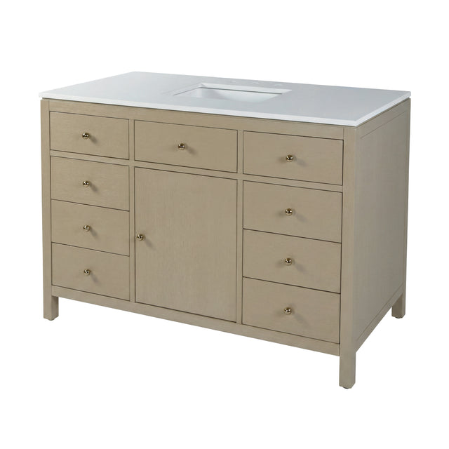Nora 48 in. W Quartz and Wood Single Sink 8 Drawer Bathroom Vanity Set by Butler Specialty Company