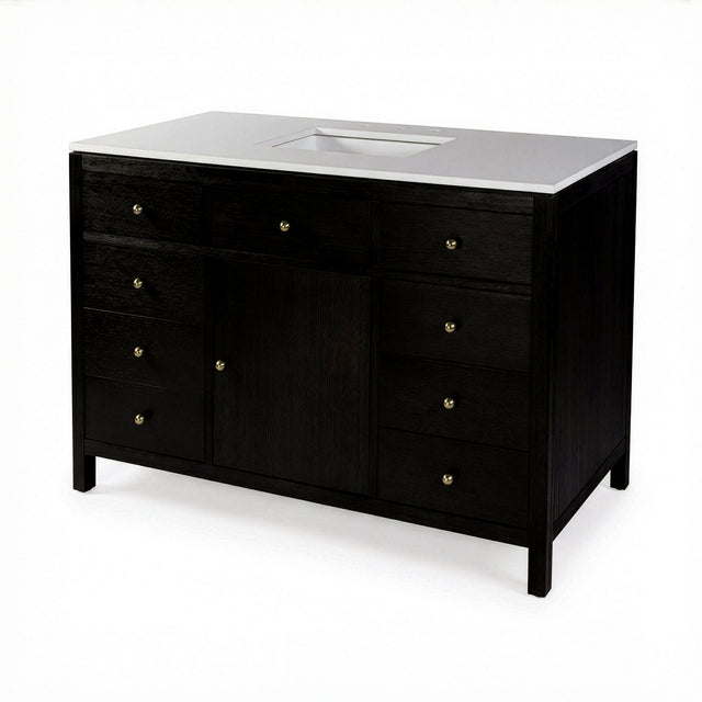 Nora 48 in. W Quartz and Wood Single Sink 8 Drawer Bathroom Vanity Set by Butler Specialty Company