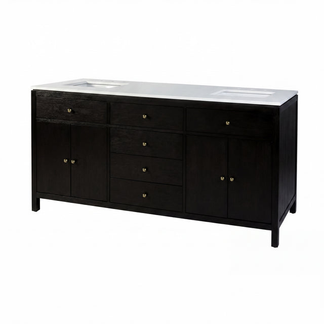 Nora 72 in. W Quartz and Wood Double Sink 4 Drawer Bathroom Vanity Set by Butler Specialty Company