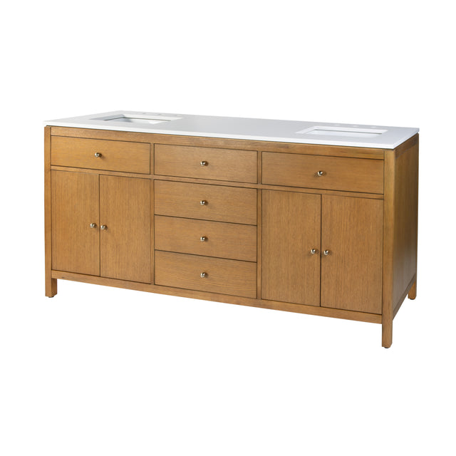 Nora 72 in. W Quartz and Wood Double Sink 4 Drawer Bathroom Vanity Set by Butler Specialty Company