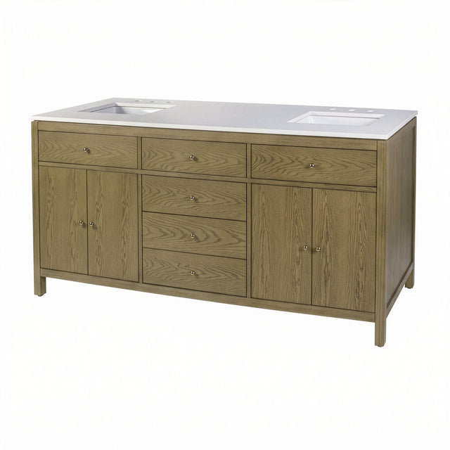 Nora 72 in. W Quartz and Wood Double Sink 4 Drawer Bathroom Vanity Set by Butler Specialty Company