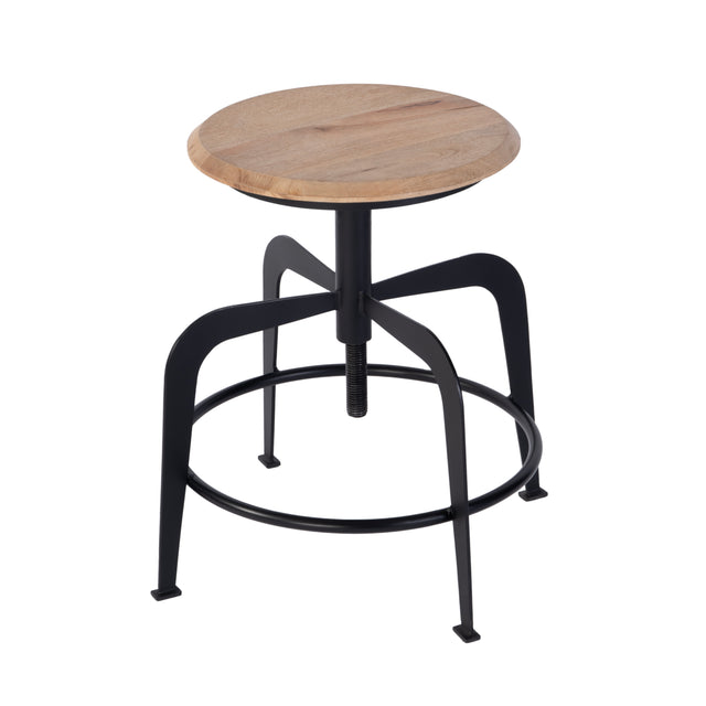 Edison 20-27 in. Adjustable Seat Height Iron and Wood Bar Stool by Butler Specialty Company
