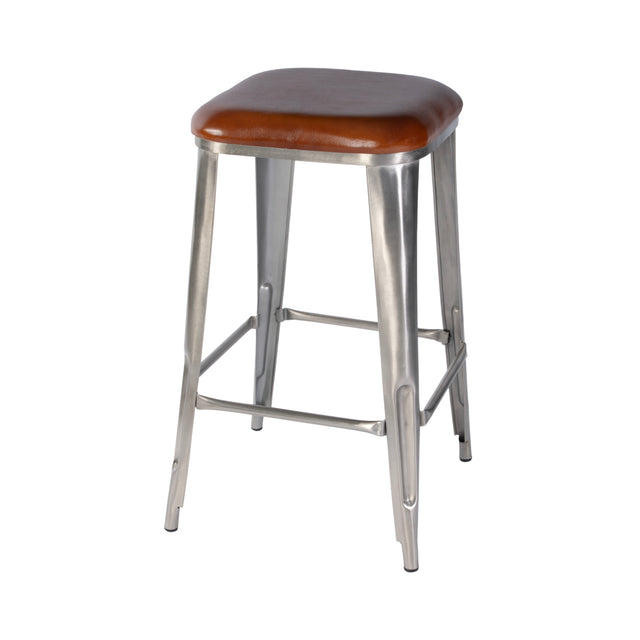 Eastham 30.75 in. Seat Height Leather and Iron Bar Stool with Footrest by Butler Specialty Company