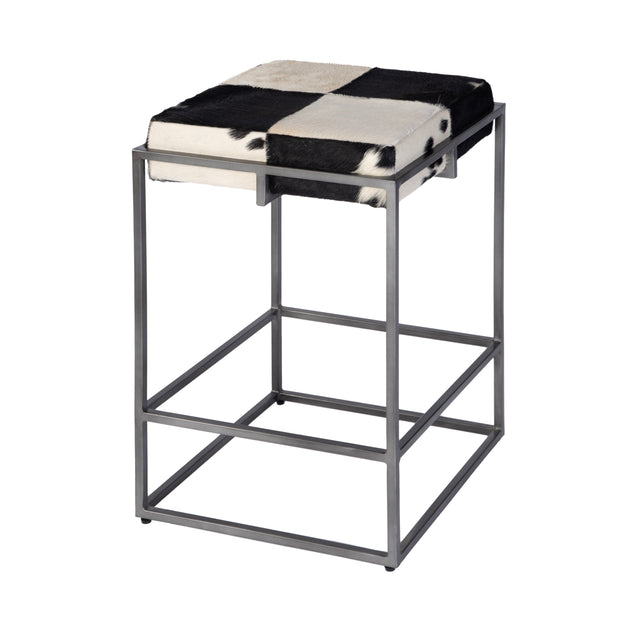 Stinson 26.5 in. Seat Height Hair on Hide Leather and Iron Counter Stool with Footrest by Butler Specialty Company