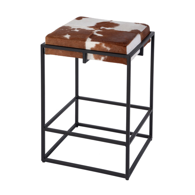 Stinson 26.5 in. Seat Height Hair on Hide Leather and Iron Counter Stool with Footrest by Butler Specialty Company
