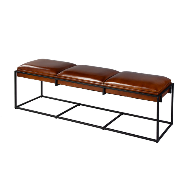 Kane 62 in. W Rectangular Leather and Iron Accent Bench by Butler Specialty Company