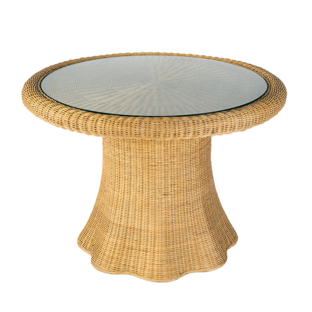 Flora 42 in. W Round Rattan Dining Table with Glass Top by Butler Specialty Company