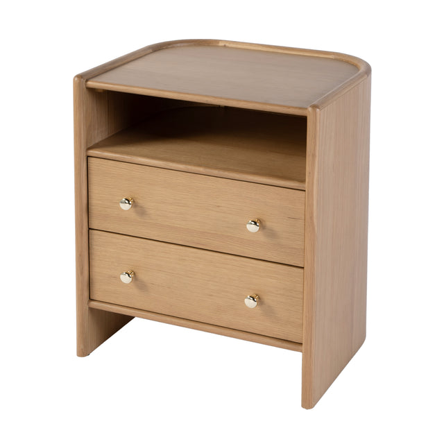 Colin 21 in. W Wood 2 Drawer Round Back Nightstand with Open Shelf by Butler Specialty Company